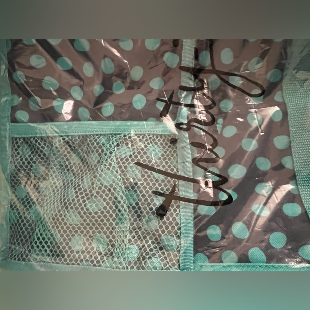 Thirty One Zip Top Organizing Utility Tote “439K Navy Lots A Dots” # 4451 NIP - Picture 3 of 4